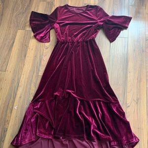 Maxi Velvet Dress • Burgundy